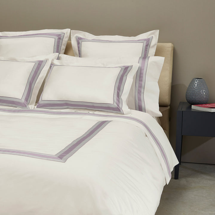 Dimora Duvet & Shams, Ivory/Thistle Duvet Cover / King