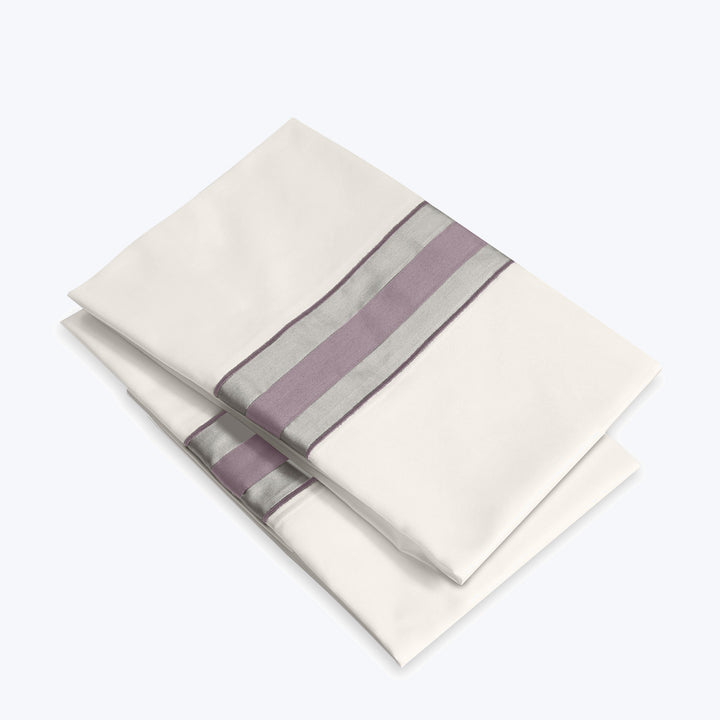 Dimora Sheets & Pillowcases, Ivory/Thistle Pillowcase Pair / Standard