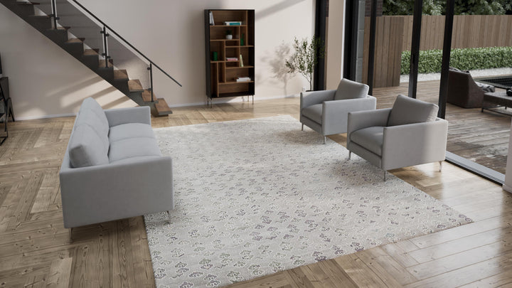 Grey Nu Vibrant Geometric Modern Tibetan Wool Rug - 10' x 14'