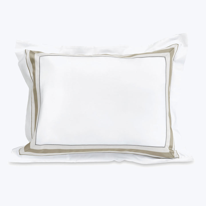 Dimora Duvet & Shams, White/Khaki Pillow Sham / Standard