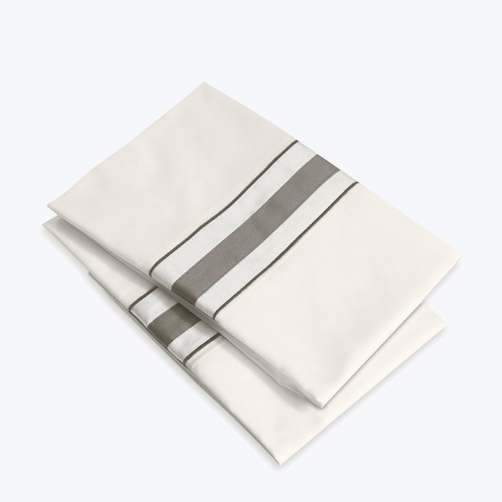 Dimora Sheets & Pillowcases, Pearl/Lead Grey Pillowcase Pair / Standard