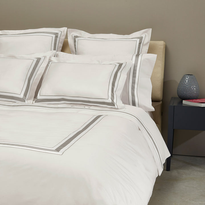 Dimora Duvet & Shams, Pearl/Lead Grey Duvet Cover / King