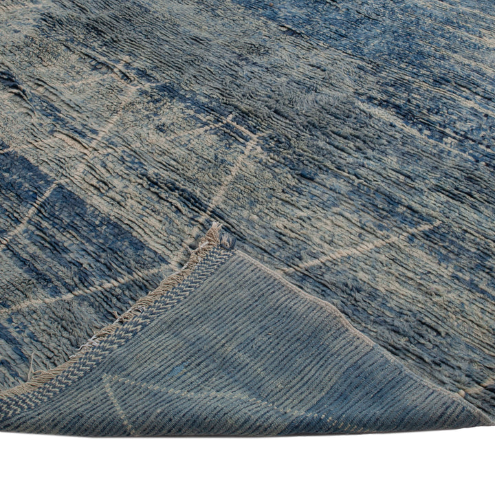Blue Moroccan Wool Rug - 16' x 30'1"