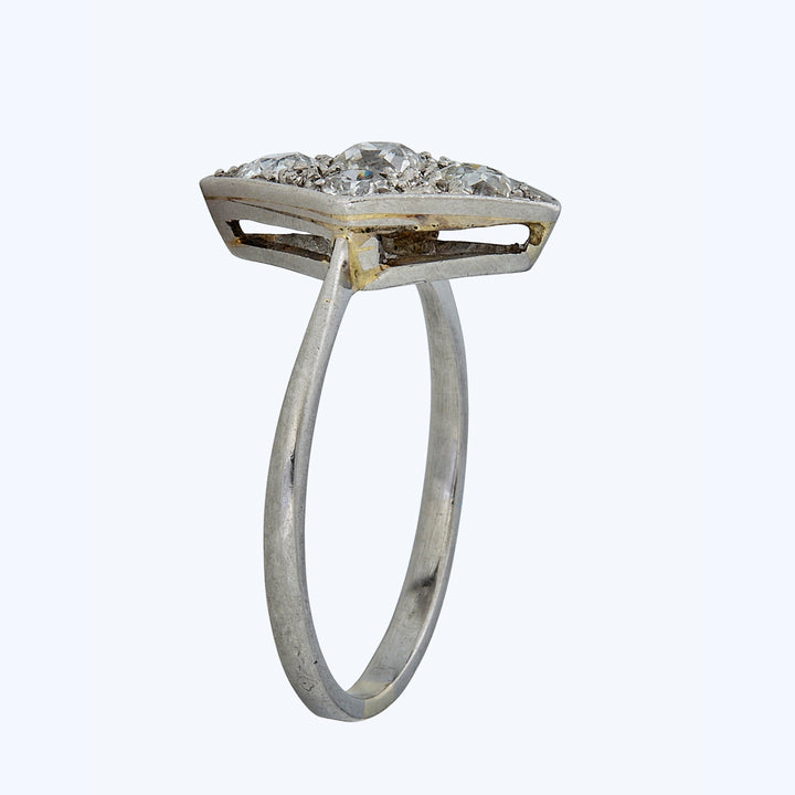 Platinum French Art Deco Diamond Ring 1