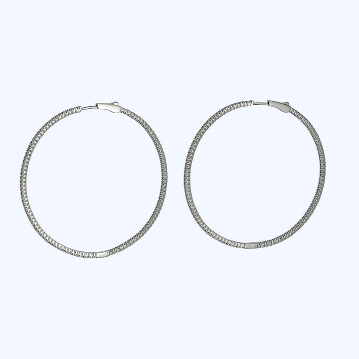 18K White Gold Diamond Hoop Earrings