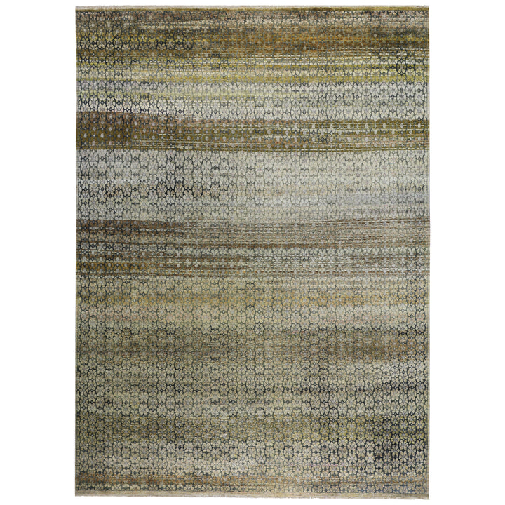Brown Alchemy Contemporary Silk Wool Blend Rug - 8'8" x 12'2"