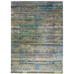 Blue & Gold Alchemy Traditional Wool Silk Blend Rug - 10'2" x 14'1"