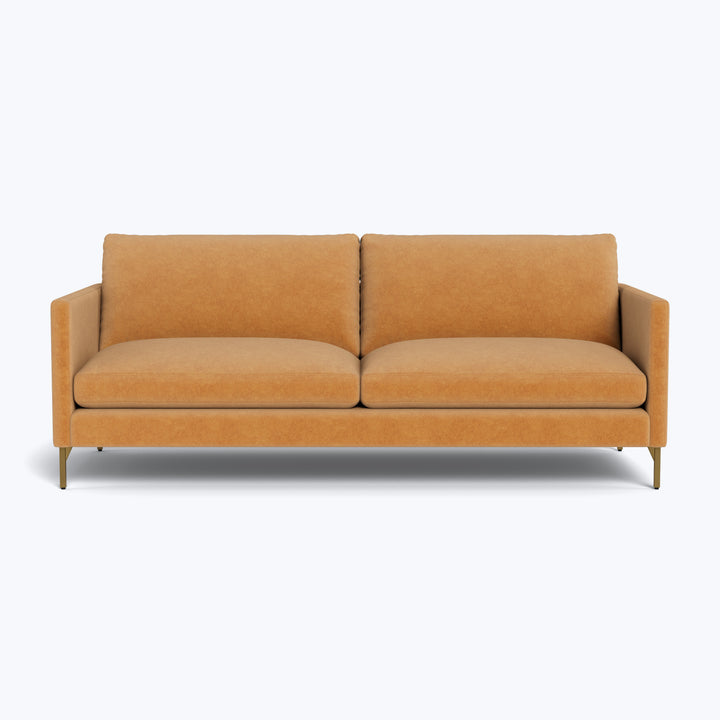 Hannah 86" Two Seat Sofa w/ Brass Legs Graceland, Performance Blend / Sorrell