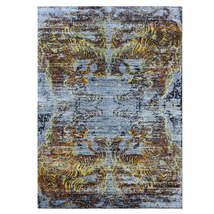 Nu Vibrant Silk Rug - Midnight Sunburst 10' x 14'2"