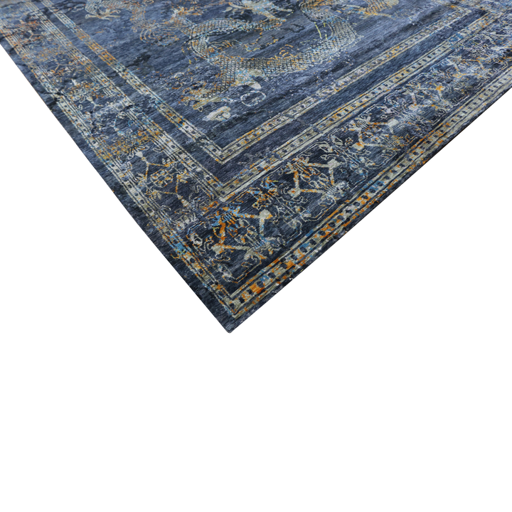 Blue Modern Silk Rug - 9' x 12'2" Default Title
