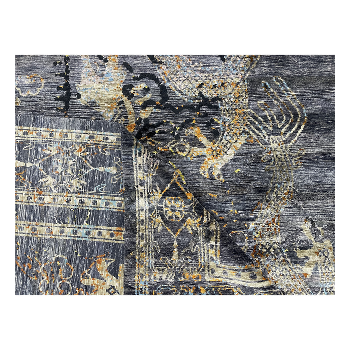 Blue Modern Silk Rug - 9' x 12'2" Default Title