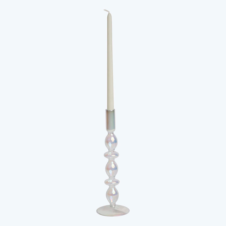 Ornamental Glass Candlestick Iridescent