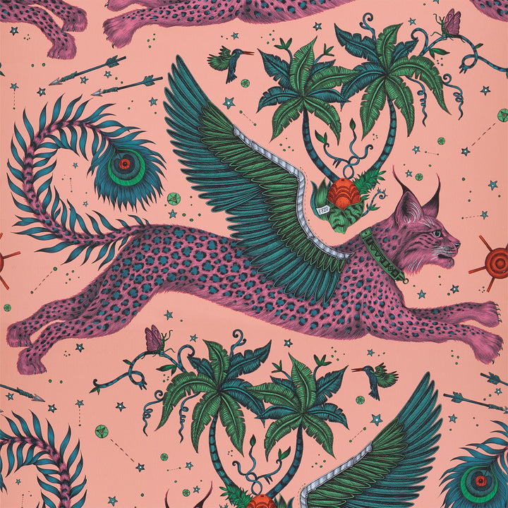 Lynx Wallpaper, 11 yard roll Coral