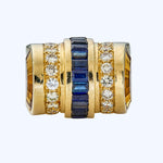 Vintage 2.00 ct. diamond, 1.50 ct. amethyst, 5.00 ct. citrine ring