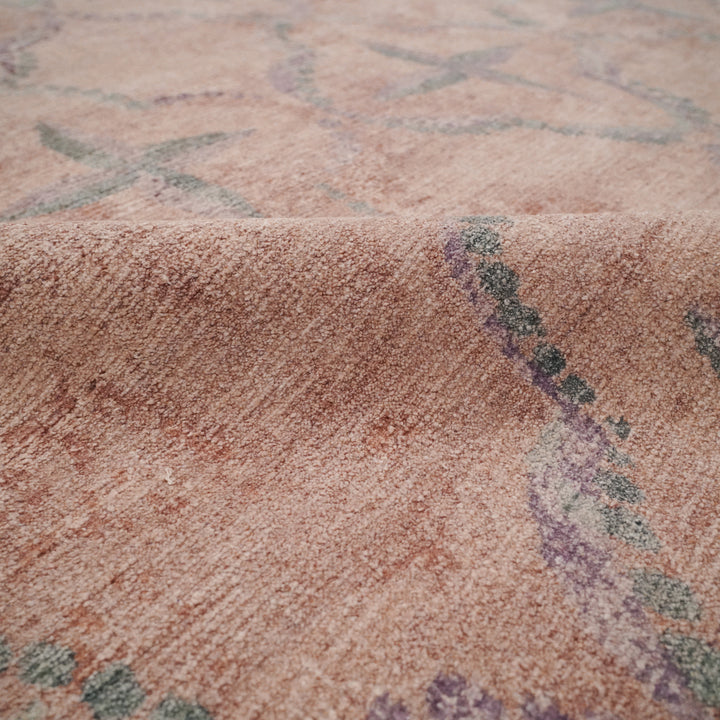 Pink Modern Silk Rug - 9'1" x 12'5"