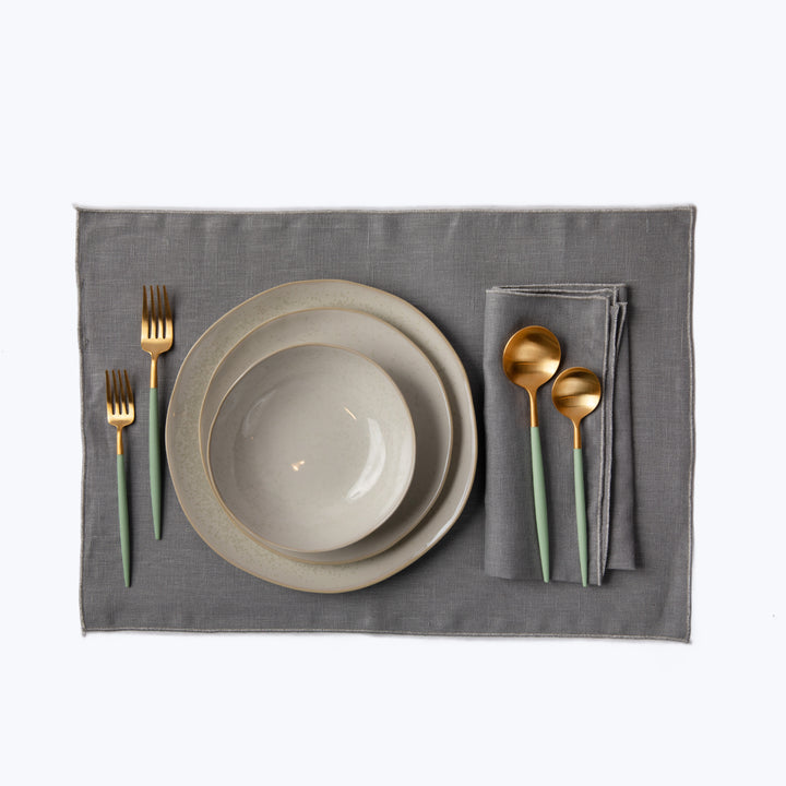 Metallic Linen Napkin Ghiaia/Silver
