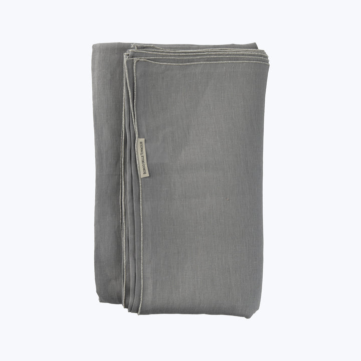 Metallic Linen Tablecloth Ghiaia/Silver / 86" x 138"