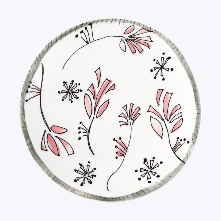 Midnight Flowers Dessert Plate Fiore Rosa