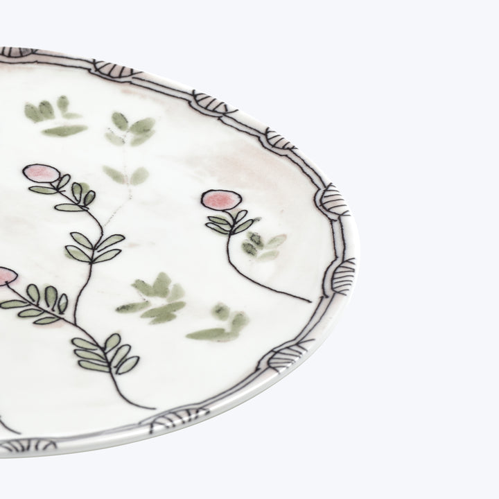 Midnight Flowers Dessert Plate Mirtillo Nude