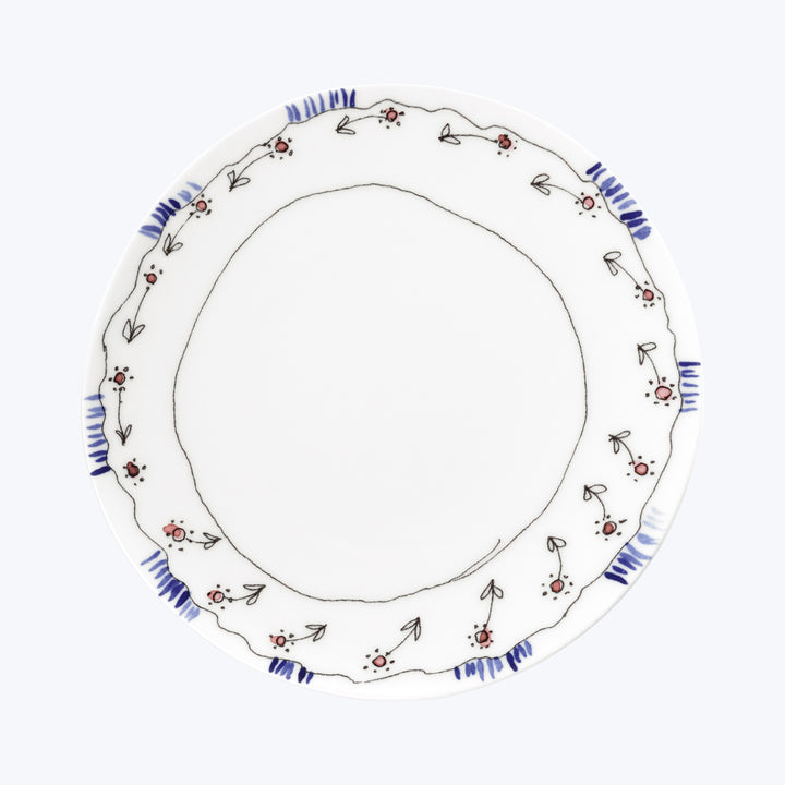 Midnight Flowers Dessert Plate Anemone Milk
