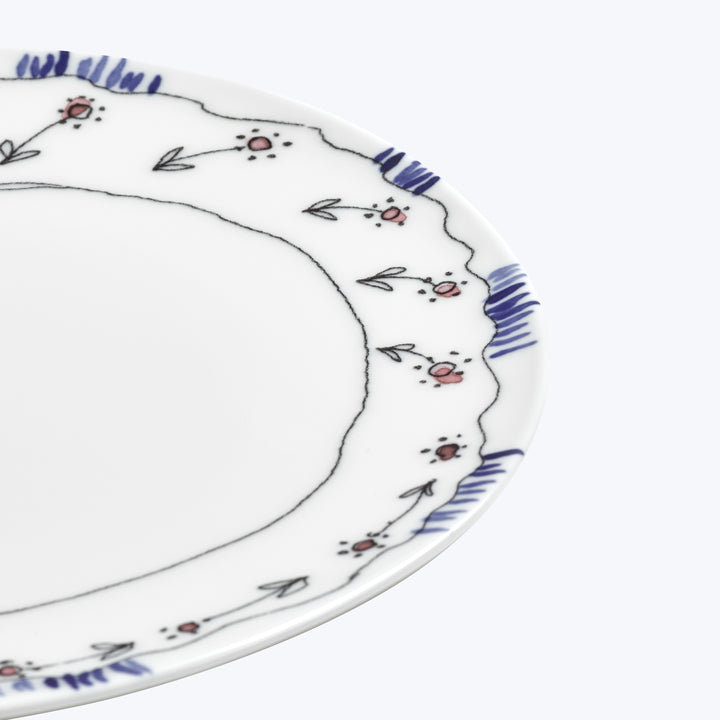 Midnight Flowers Dessert Plate Anemone Milk