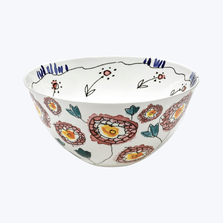 Midnight Flowers Large Serving Bowl Anemone Milk