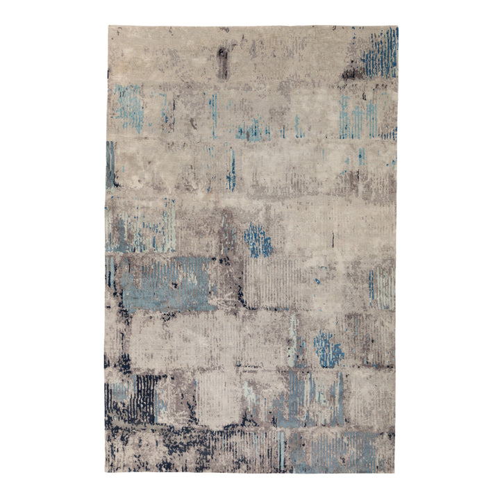 Contemporary Tibetan Wool Silk Blend Rug - 6' x 9'