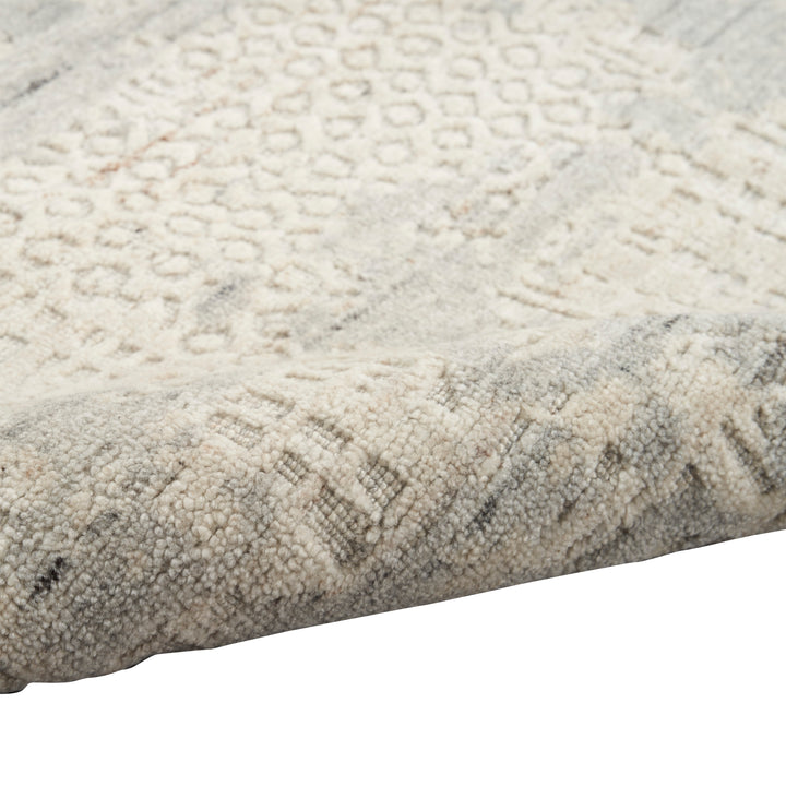 Ivory Grey Contemporary Wool Blend Rug 10' x 14'