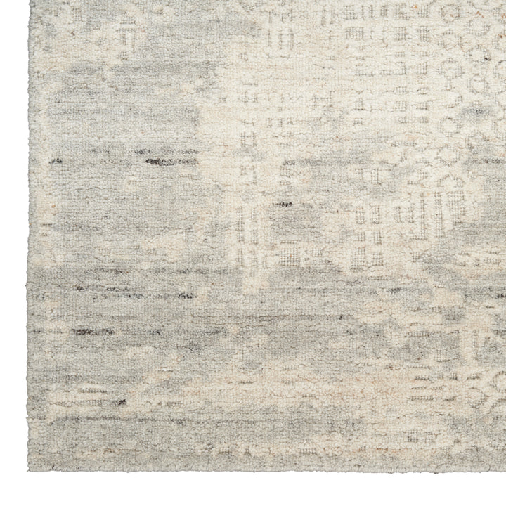 Ivory Grey Contemporary Wool Blend Rug 10' x 14'