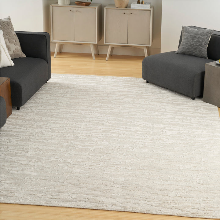 Ivory Contemporary Wool Luxcelle Blend Rug 10' x 14'
