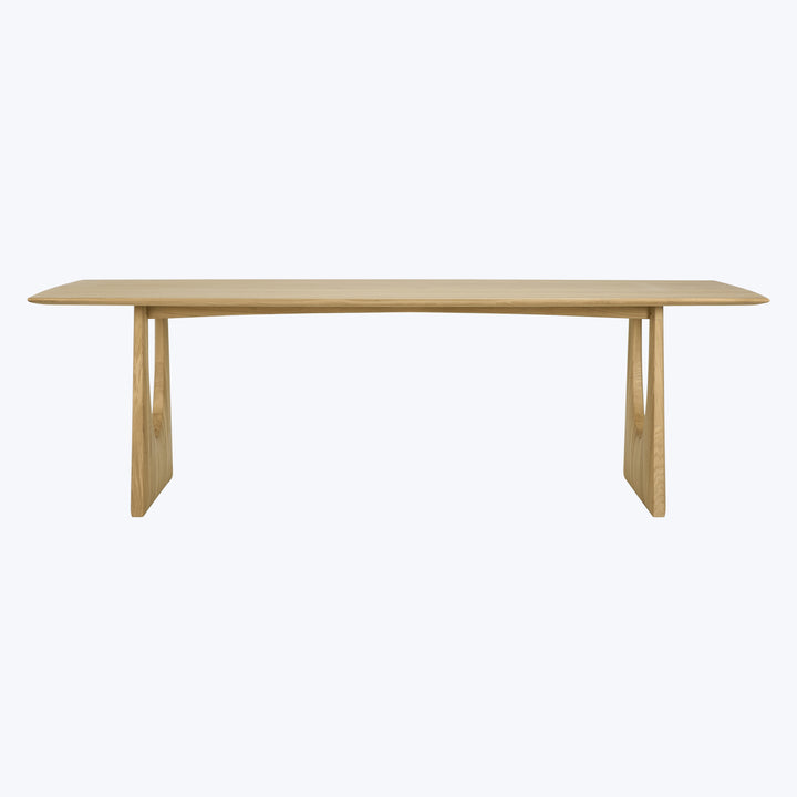 Oak Geometric Rectangular Dining Table Natural / 98"