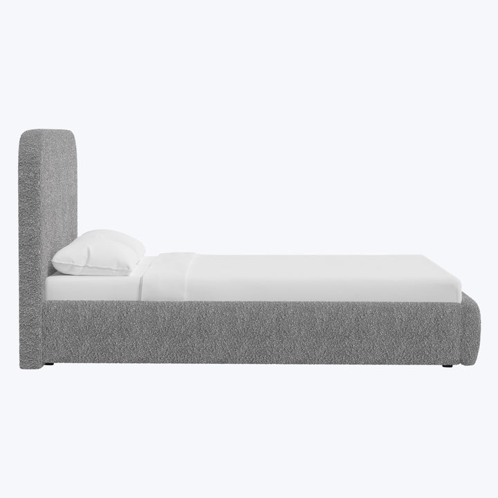 Emme Tall Platform Bed Boucle Grey / Twin