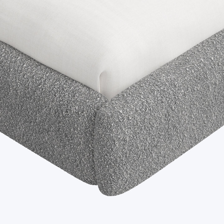 Emme Tall Platform Bed Boucle Grey / Twin