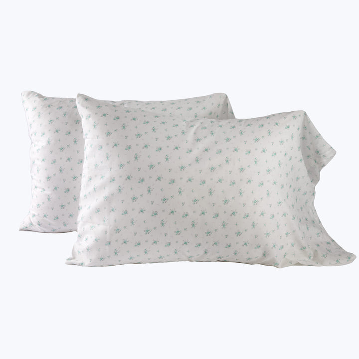 Blossom Floral Voile Pillowcase Pair Green / Standard