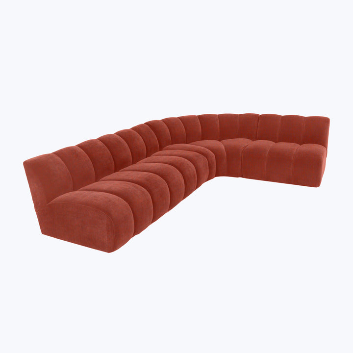 Grove Street Sectional Right Facing / Athens, Textured Velvet / Rust