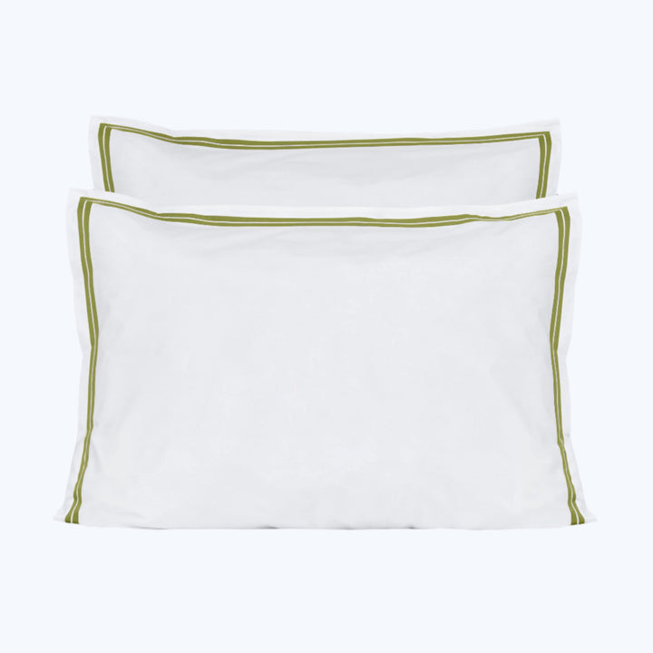 Mylos Duvet + Sham White/Moss Green / Sham / Standard