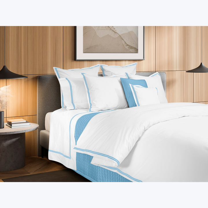 Mylos Duvet + Sham White/Cerulean / Duvet / Twin