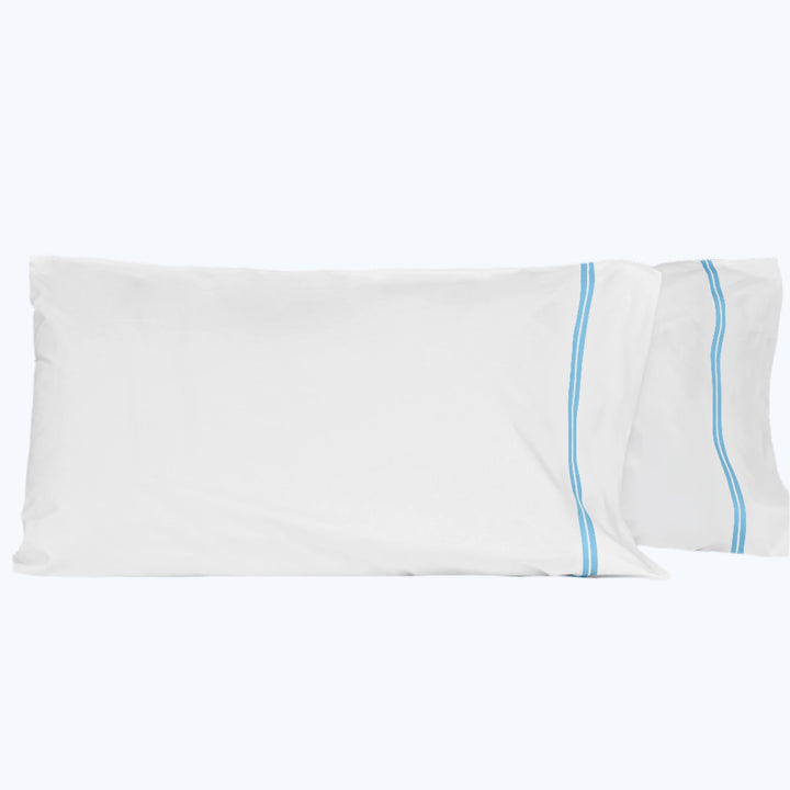 Mylos Pillowcases White/Cerulean / Standard