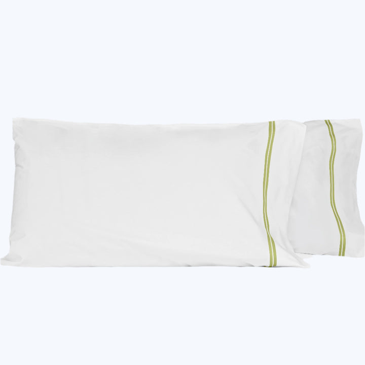 Mylos Pillowcases White/Moss Green / Standard