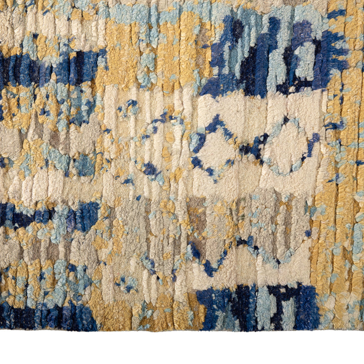 Blue Contemporary Wool Silk Blend Rug - 8'11" x 11'6"