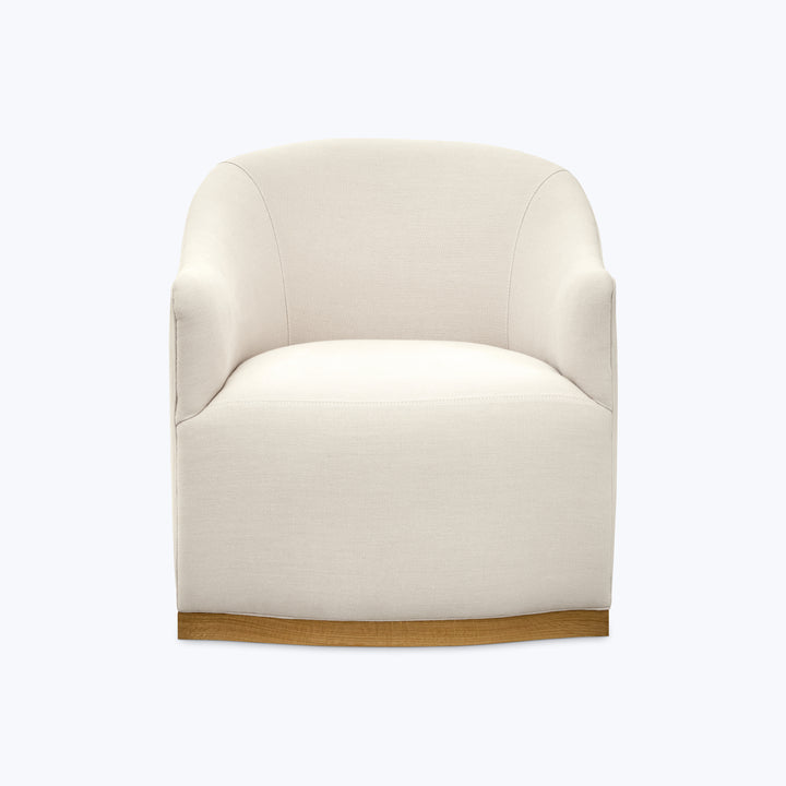 Ava Wood Plinth Swivel Chair Brevard Ivory