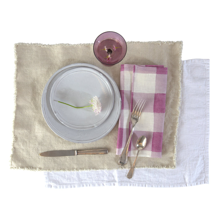 Blossom Plaid Linen Napkin Orchid