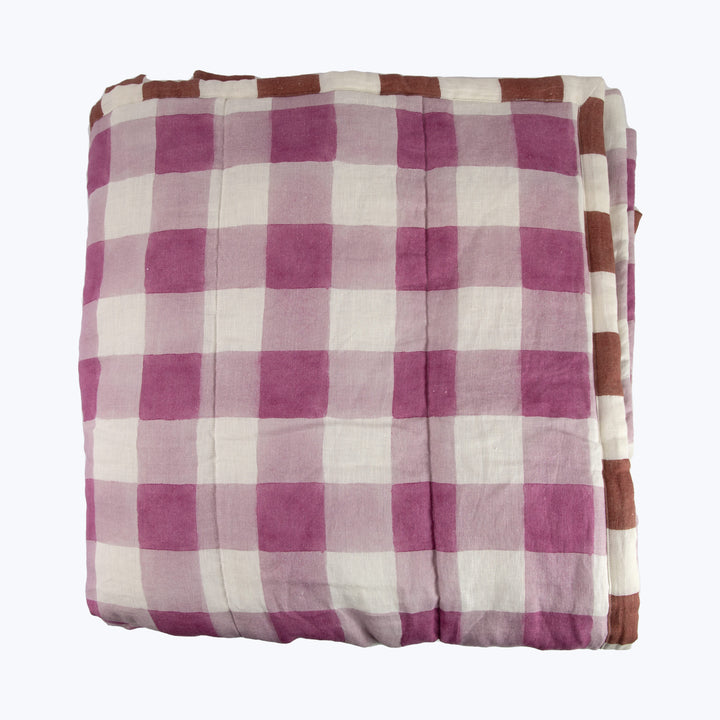 Blossom Plaid Linen Quilt Orchid / Queen