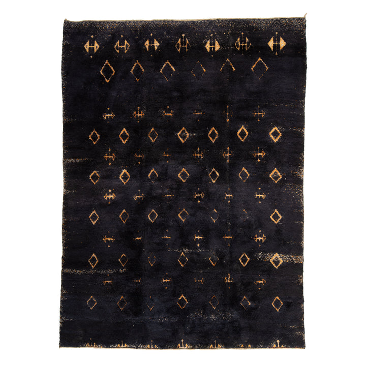 Black Casablanca Moroccan Wool Rug - 11'1" x 14'5"