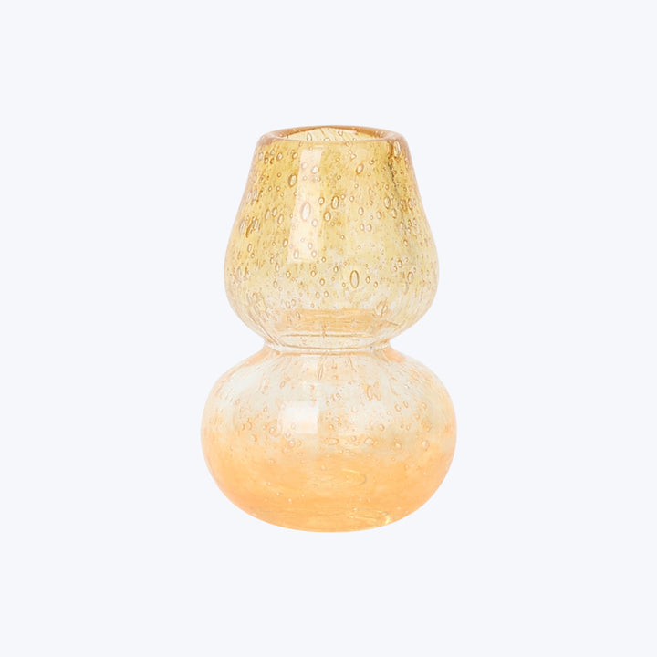 Glass Bubble Candlestick Holder Gold / Orange