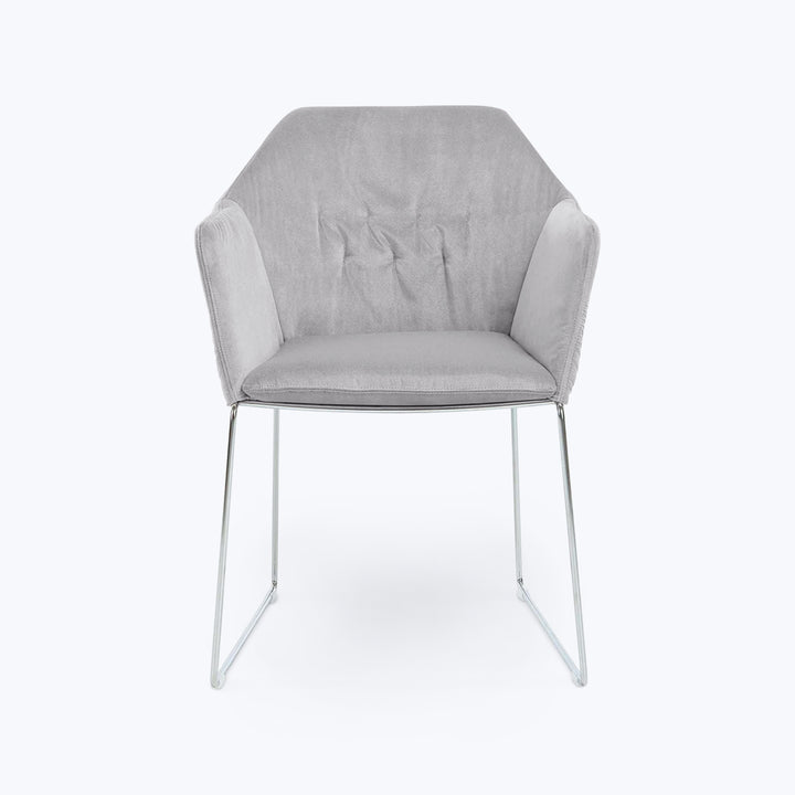 New York Sedia Dining Arm Chair Sweet Velvet Silver