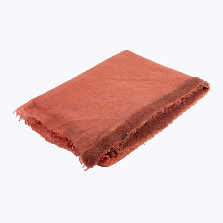 Gran Souffle Oversized Semi Felted Cashmere Border Throw Sandalwood & Chestnut