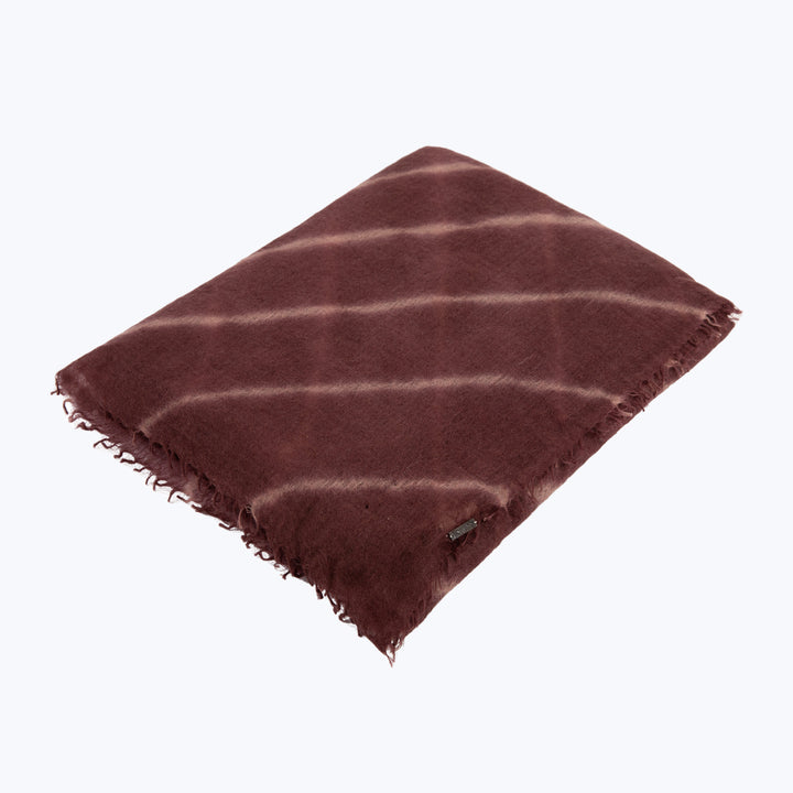 Souffle Semi Felted Tie Dye Cashmere Throw Burgundy & Iris