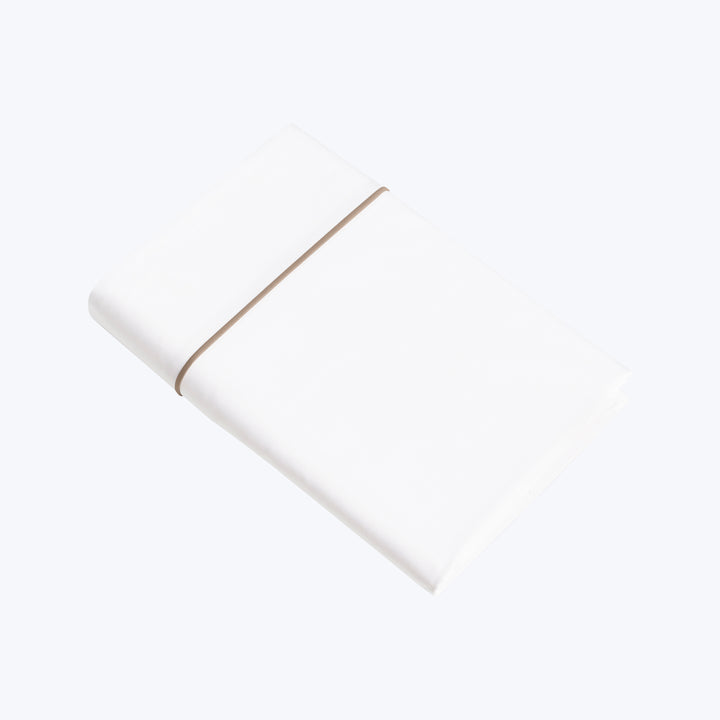 Luce Sheets & Pillowcases, White/Brown Flat / Twin