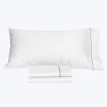 Luce Sheets & Pillowcases, White/Brown Flat / Twin